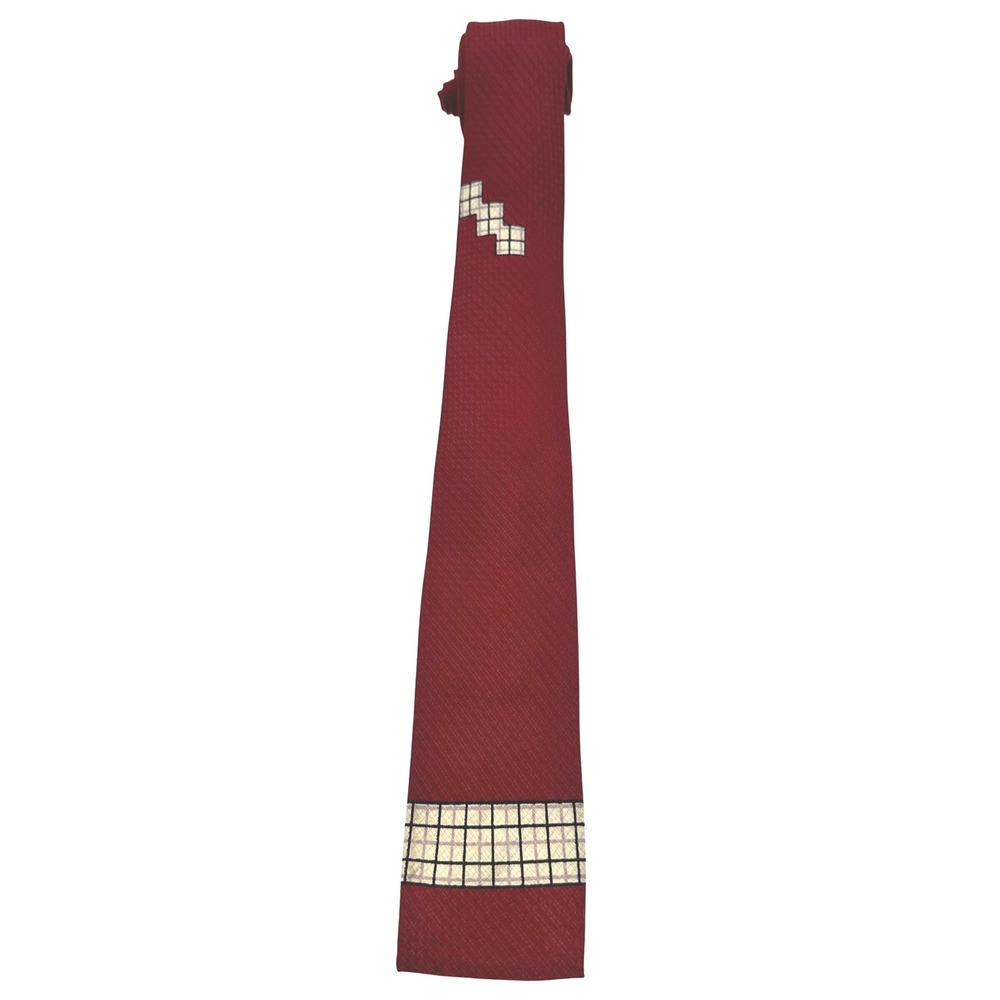 Vintage Van Heusen Original Million Dollar Checks Burgundy Red Square Skinny Tie